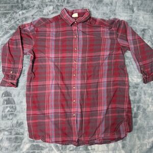 Pact Organic Cotton Plaid Flannel Shirt Burgundy Blue Womens M L Oversized